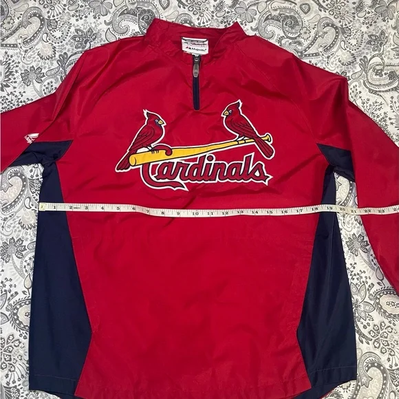 St Louis Cardinals Majestic 1/4 Zip Jacket YOUTH Medium Red MLB Windbreaker